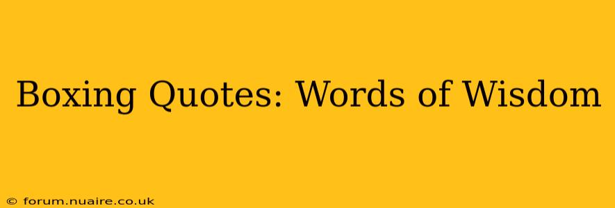 Boxing Quotes: Words of Wisdom