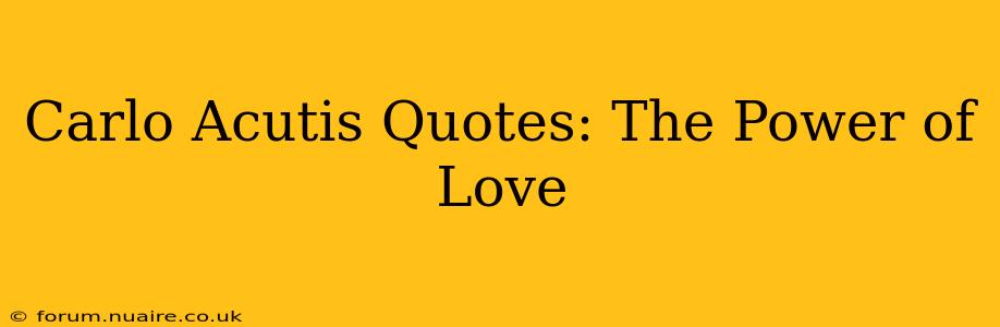 Carlo Acutis Quotes: The Power of Love