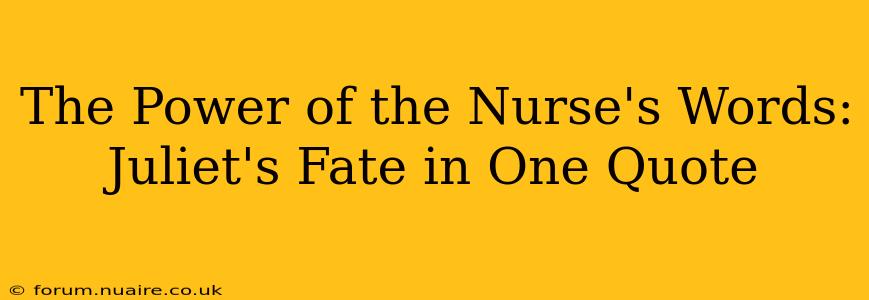 The Power of the Nurse's Words: Juliet's Fate in One Quote