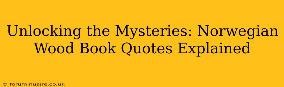 Unlocking the Mysteries: Norwegian Wood Book Quotes Explained